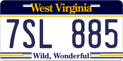WV license plate 7SL885