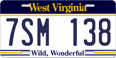 WV license plate 7SM138