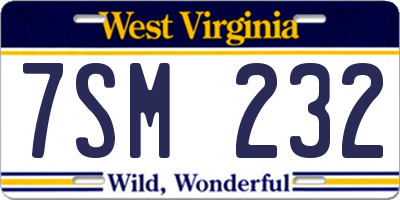 WV license plate 7SM232