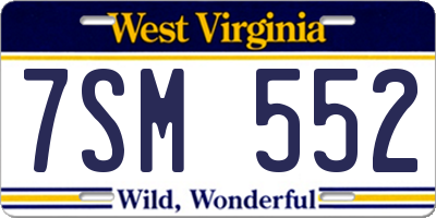 WV license plate 7SM552