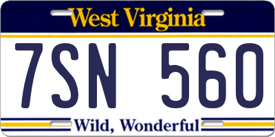 WV license plate 7SN560