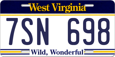 WV license plate 7SN698