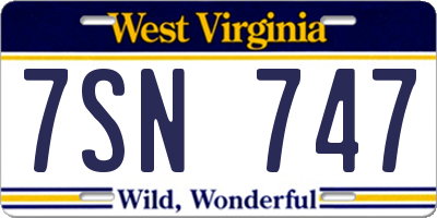 WV license plate 7SN747
