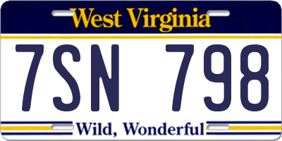 WV license plate 7SN798