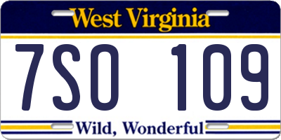 WV license plate 7SO109