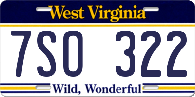WV license plate 7SO322