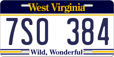 WV license plate 7SO384