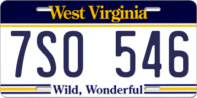 WV license plate 7SO546