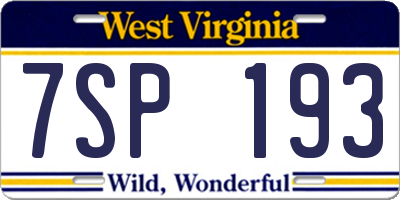 WV license plate 7SP193