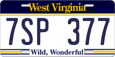 WV license plate 7SP377