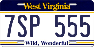 WV license plate 7SP555