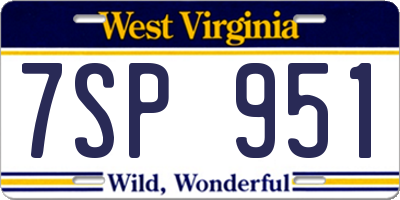 WV license plate 7SP951