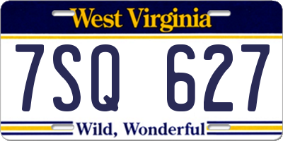 WV license plate 7SQ627