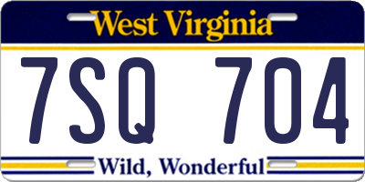 WV license plate 7SQ704
