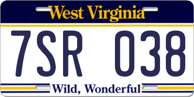 WV license plate 7SR038