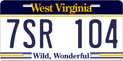 WV license plate 7SR104