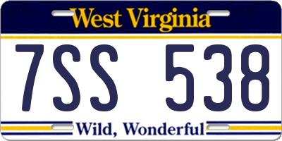 WV license plate 7SS538