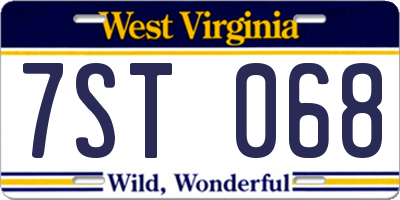 WV license plate 7ST068