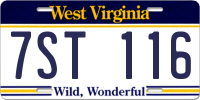 WV license plate 7ST116
