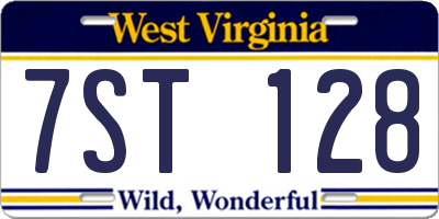 WV license plate 7ST128