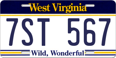 WV license plate 7ST567