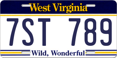 WV license plate 7ST789