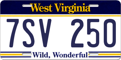WV license plate 7SV250