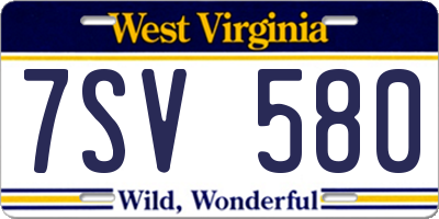 WV license plate 7SV580
