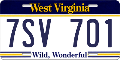 WV license plate 7SV701