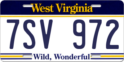 WV license plate 7SV972