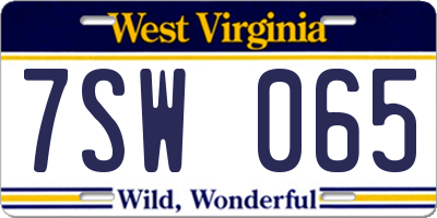 WV license plate 7SW065