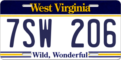 WV license plate 7SW206