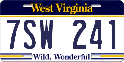 WV license plate 7SW241