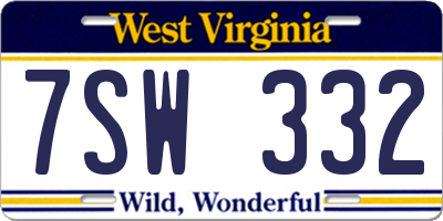 WV license plate 7SW332