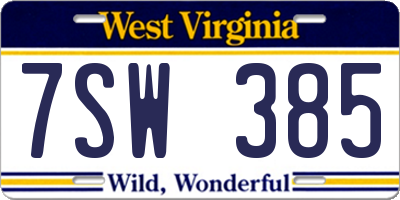 WV license plate 7SW385