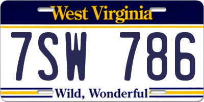 WV license plate 7SW786