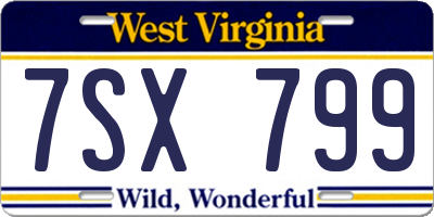 WV license plate 7SX799