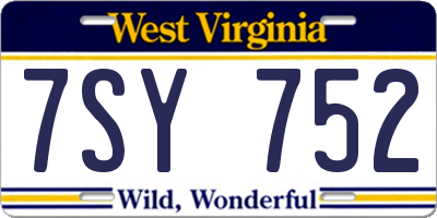 WV license plate 7SY752