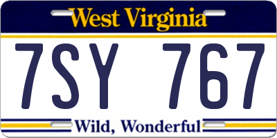 WV license plate 7SY767