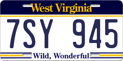 WV license plate 7SY945
