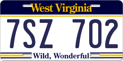 WV license plate 7SZ702