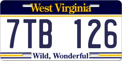 WV license plate 7TB126