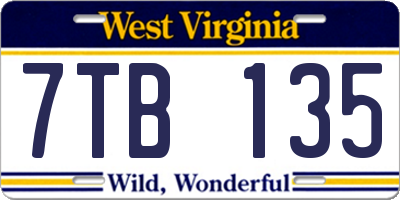 WV license plate 7TB135