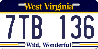 WV license plate 7TB136