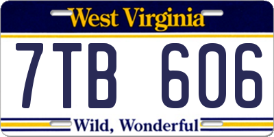 WV license plate 7TB606