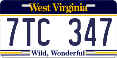 WV license plate 7TC347