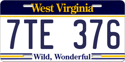 WV license plate 7TE376