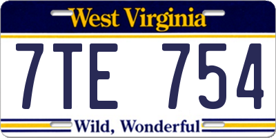 WV license plate 7TE754