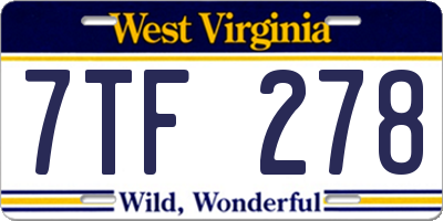 WV license plate 7TF278
