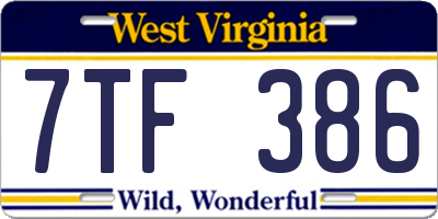 WV license plate 7TF386